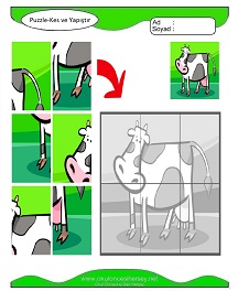 Puzzle Kes Yapıştır Çalışma Sayfaları